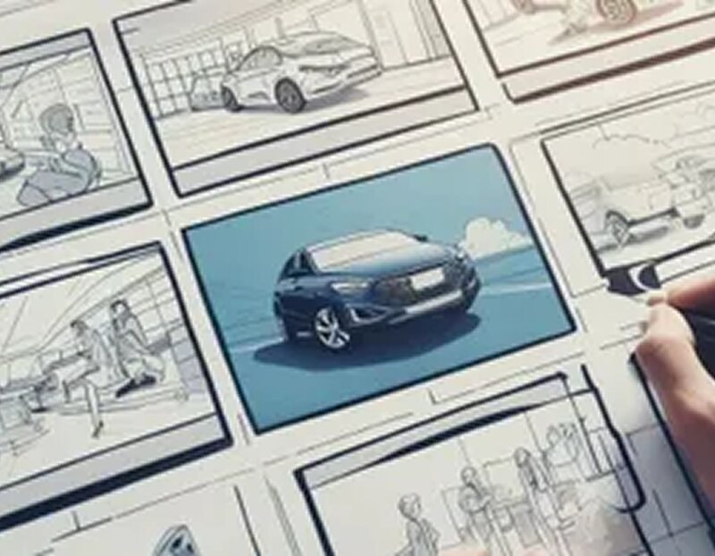 Storyboard sketches for a video production concept