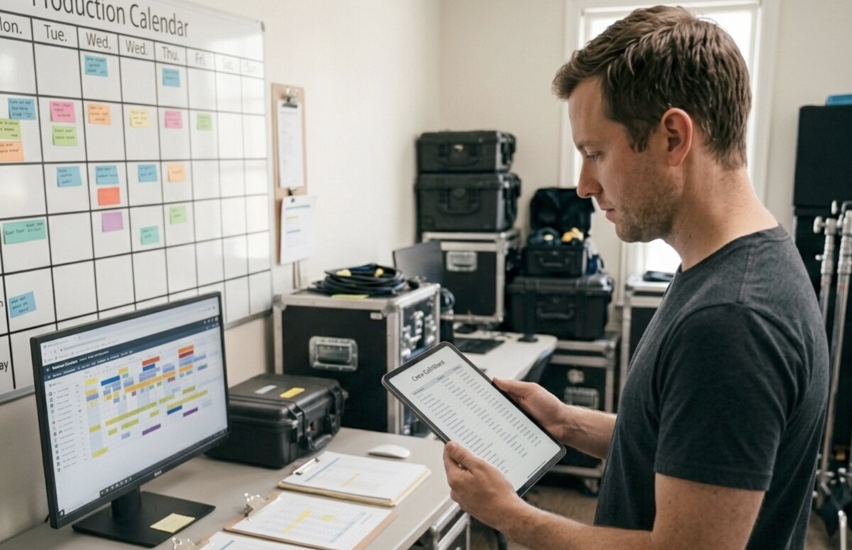 Production calendar and crew call sheet