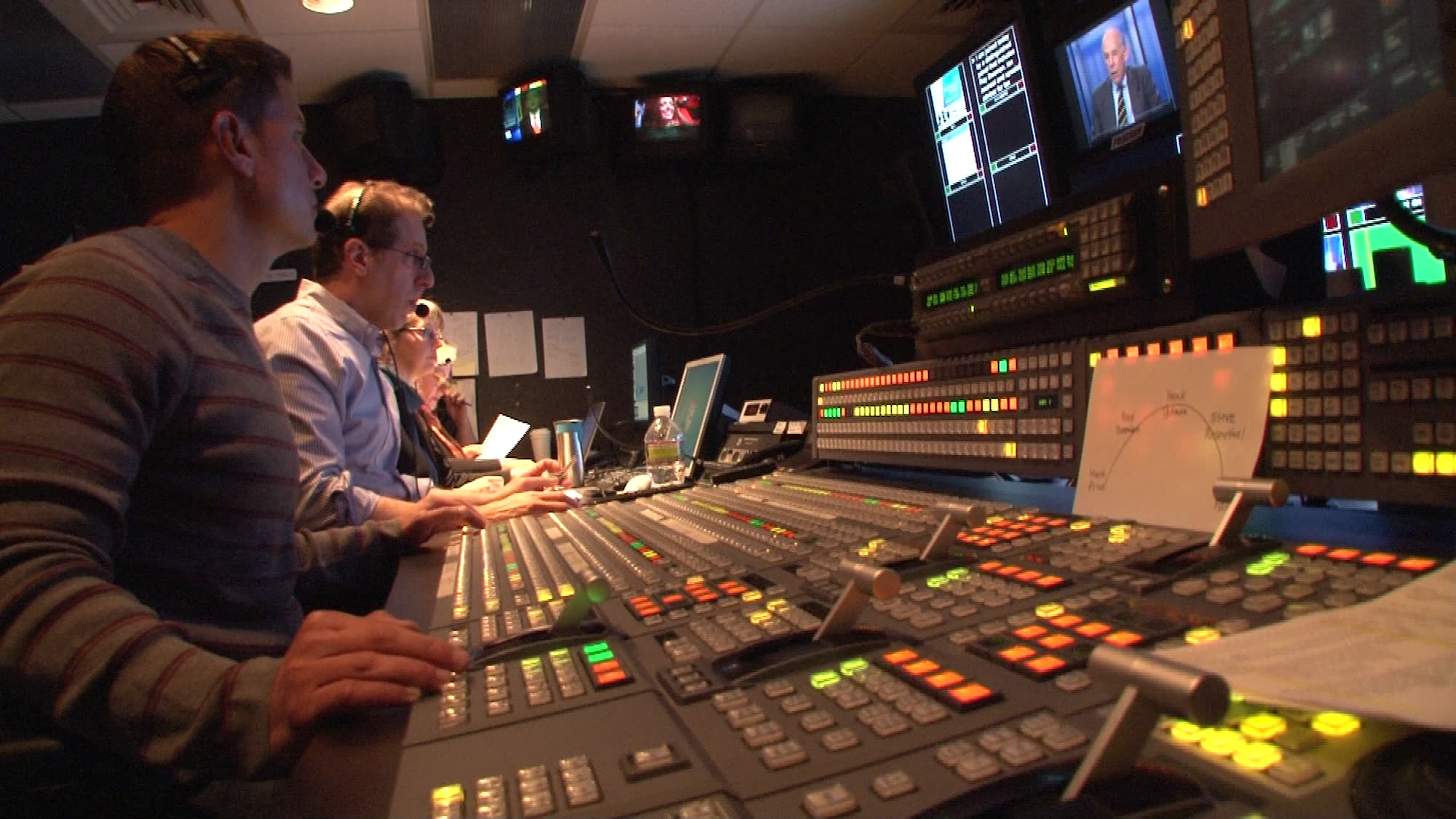 Broadcast control room during a live webcast