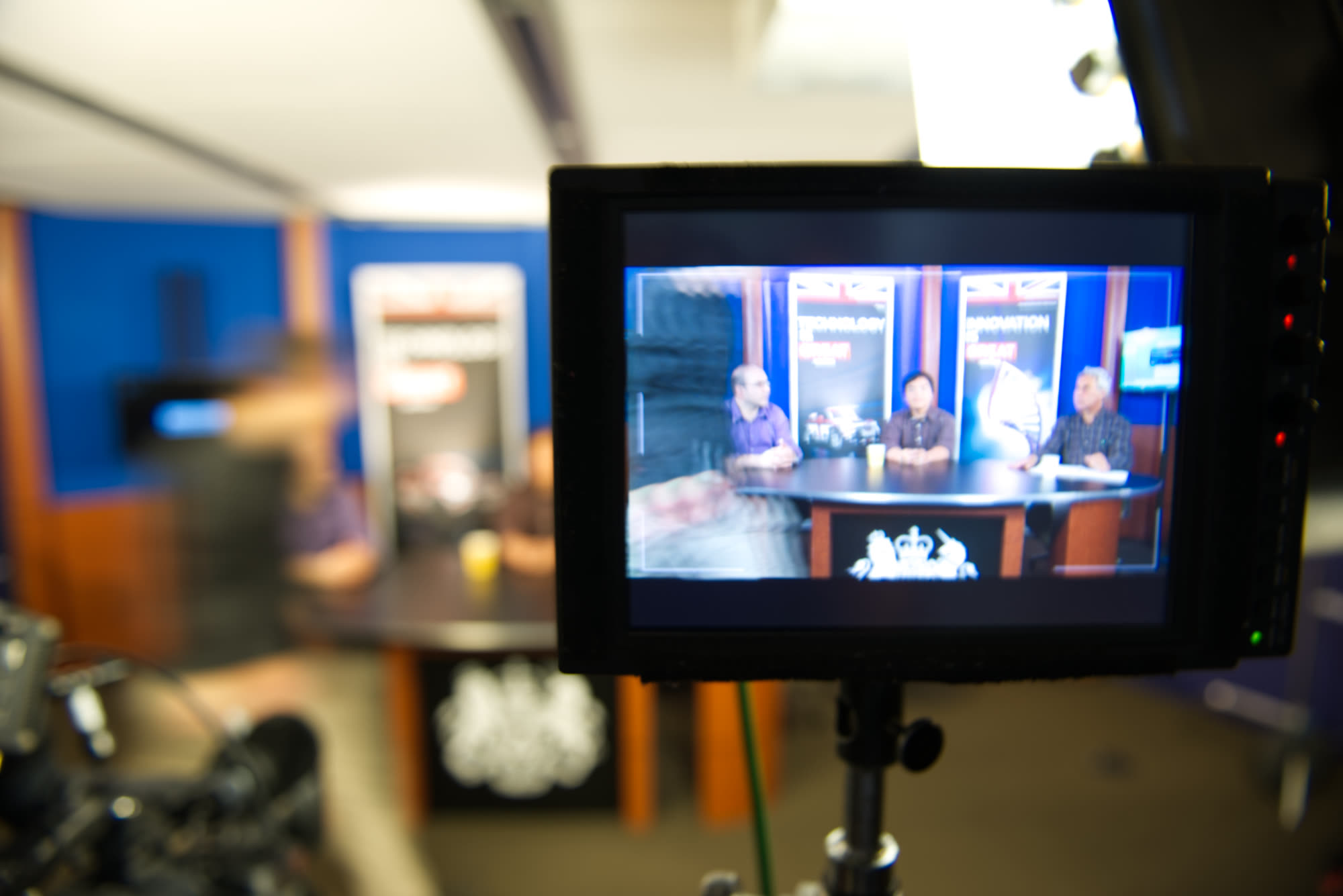 Camera monitor on the UK Trade and Investment set